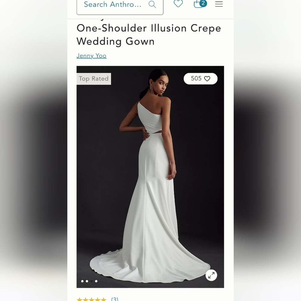 NWT sold out style Jenny yoo one shoulder illusion crepe wedding dress